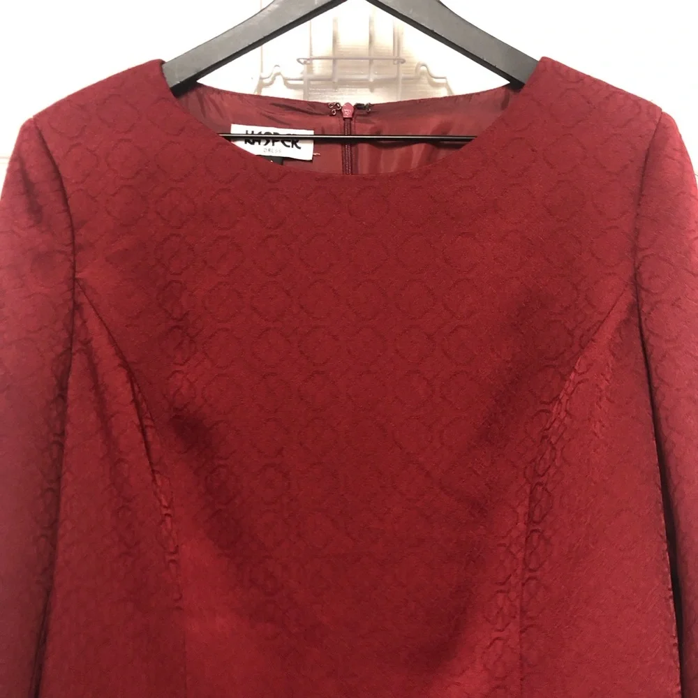 Vintage KASPER Elegant Burgundy Dress - Picture 3 of 13